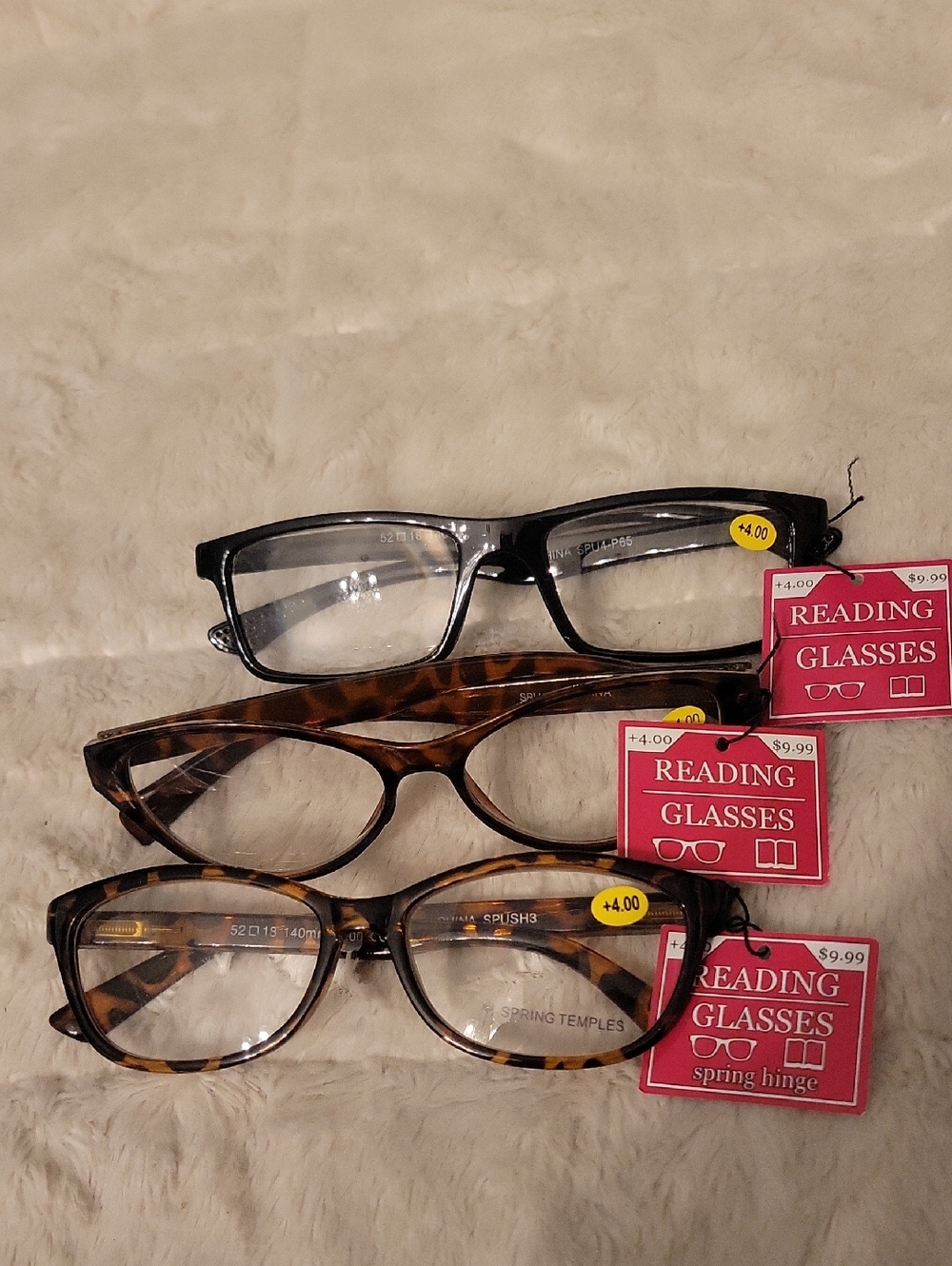 Set of 3 Reading Glasses +4.00 Tortoise & Black